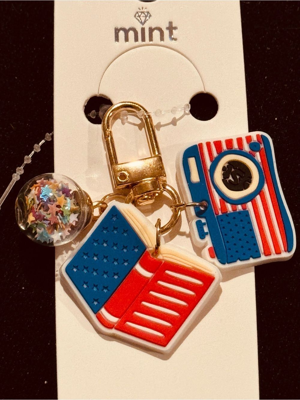 NWT Mint USA Zipper Pull 250th Patriotic Camera Bag Charm Keychain